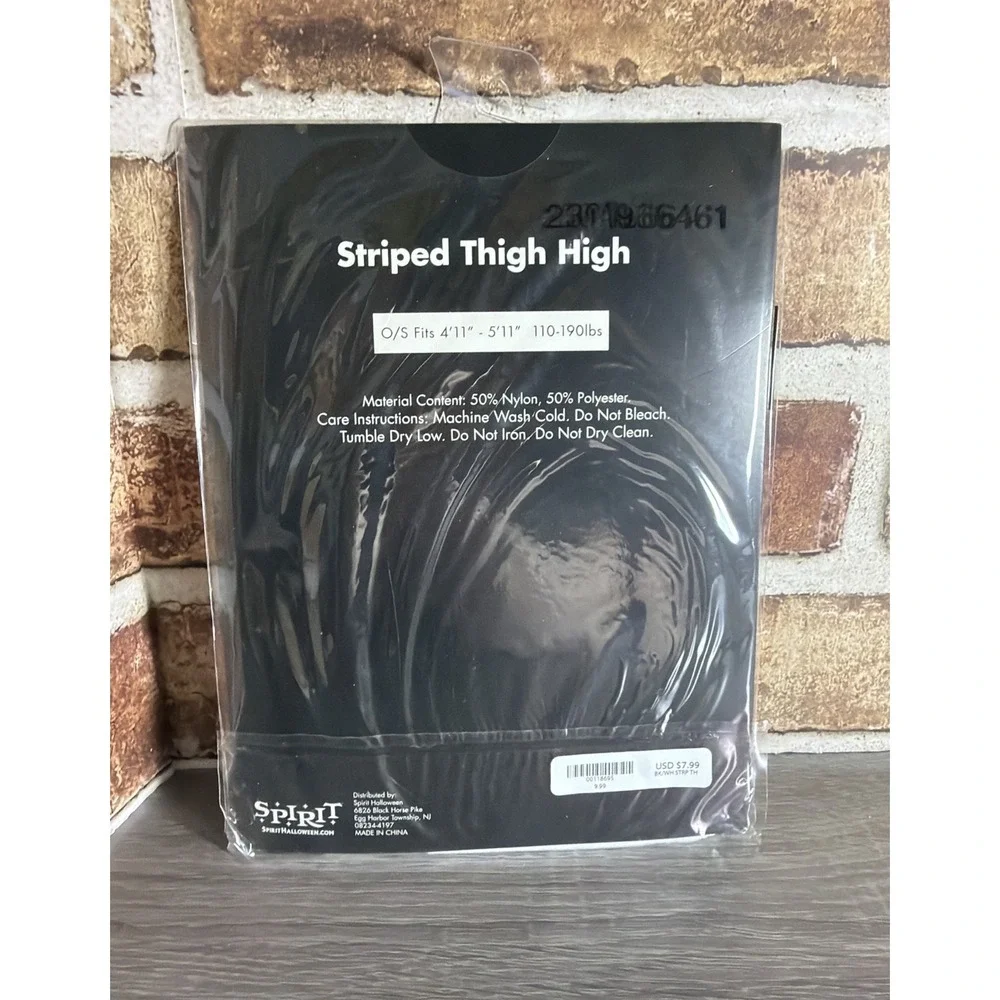 NEW Spirit Black/White Striped Thigh High Tights (One Size Fits Most)